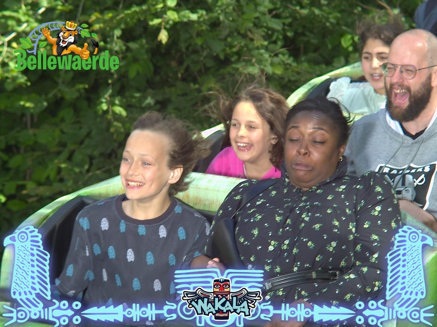 The family on a rollercoaster at Bellewaerde