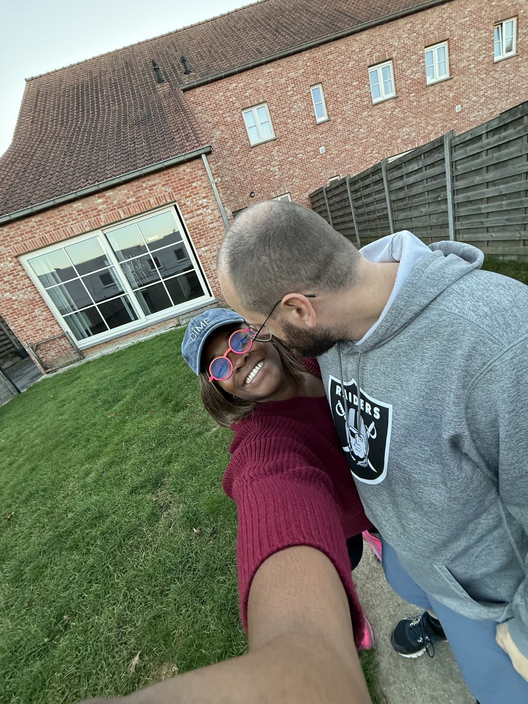 Magnolia and Pieter in the garden of their new home